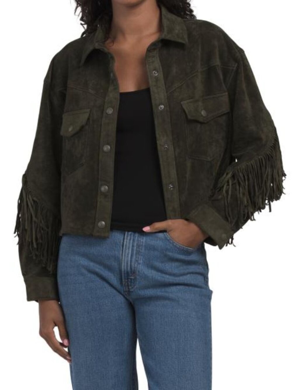 BLANK NYC Faux Suede Fringe Jacket